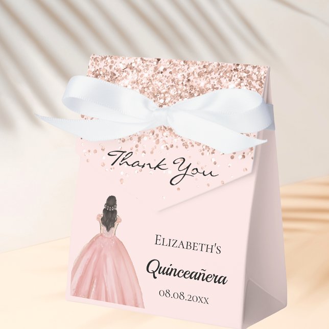 Quinceanera rose gold princess dress favour box (Creator Uploaded)