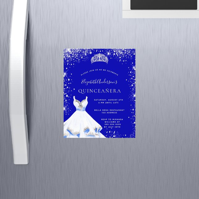 Quinceanera royal blue dress budget invitation flyer (Creator Uploaded)