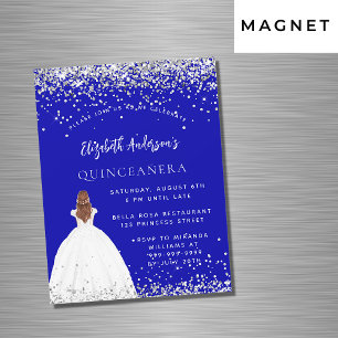 Quinceanera royal blue glitter dress luxury magnetic invitation