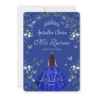 Quinceañera Royal Blue Roses Floral Vintage Silver