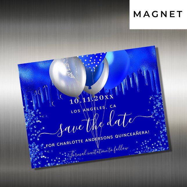 Quinceanera royal blue save the date magnet (Creator Uploaded)