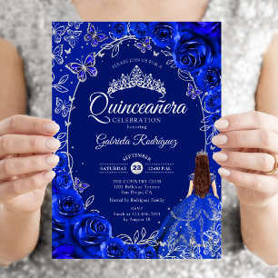 Quinceanera Royal Blue Silver Invitation