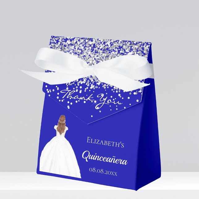 Quinceanera royal blue white dress party favour box (Creator Uploaded)