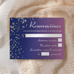Quinceanera Royal Pink Silver Spanish Reservacion Invitation