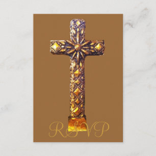Quinceanera RSVP 15th Birthday Gold Cross