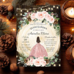 Quinceanera Rustic Blush Floral Enchanted Forest Invitation<br><div class="desc">Personalise this rustic whimsical enchanted forest quinceañera invitation with own wording easily and quickly,  simply press the customise it button to further re-arrange and format the style and placement of the text.  Matching items available in store!  (c) The Happy Cat Studio</div>