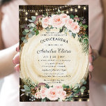 Quinceañera Rustic Blush Floral Enchanted Forest Invitation<br><div class="desc">Personalise this whimsical enchanted forest quinceañera invitation with own wording easily and quickly,  simply press the customise it button to further re-arrange and format the style and placement of the text.  Matching items available in store!  (c) The Happy Cat Studio</div>