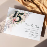 Quinceanera Rustic Floral 15th Birthday Save The Date<br><div class="desc">Cute modern yet elegant Quinceañera birthday party Save the Date announcement. Rustic floral pink flowers design. The template that can be easily edited and the text replaced with your own details by clicking the "Personalise" button. For further customisation, please click the "Customise Further" link and use our design tool to...</div>