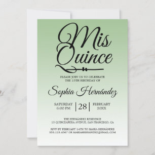 Quinceañera Sage Green 15th Birthday  Invitation