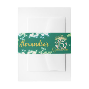 Quinceanera Sage Green Elegant Princess Invitation Belly Band