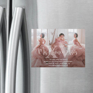Quinceañera Save the Date 3 Photo Collage Mis XV Magnetic Invitation