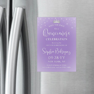 Quinceañera Save the Date Elegant Lilac Purple Magnetic Invitation