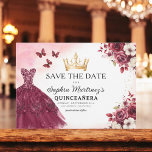 Quinceanera Save the Date Floral Burgundy<br><div class="desc">Announce your quinceañera in style with the Floral Burgundy Save the Date Birthday Invitation. This elegant design features rich burgundy hues, adorned with delicate floral accents, perfect for a timeless and regal celebration. The sophisticated layout provides all the important details, ensuring your guests mark their calendars for your special day....</div>