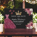 Quinceanera Save the Date Floral Burgundy<br><div class="desc">Announce your quinceañera in style with the Floral Burgundy Save the Date Birthday Invitation. This elegant design features rich burgundy hues, adorned with delicate floral accents, perfect for a timeless and regal celebration. The sophisticated layout provides all the important details, ensuring your guests mark their calendars for your special day....</div>