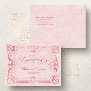 Quinceanera Save the Date Pink Postcard