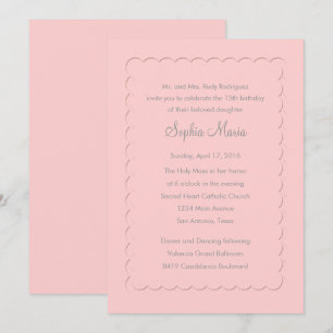 Quinceanera Scallop Change Pink to Any Colour Invitation