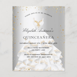 Quinceanera silver gold dress budget invitation