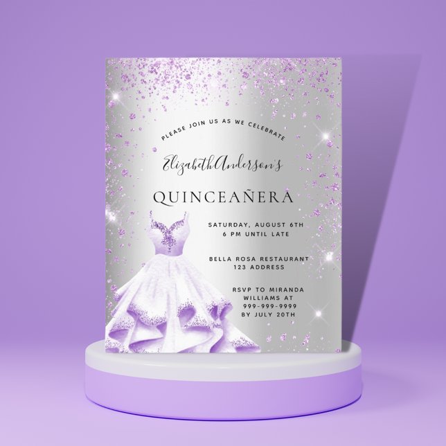 Quinceanera silver purple dress glitter (Creator Uploaded)