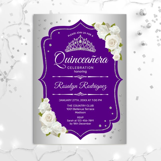 Quinceanera - Silver Purple Invitation (Creator Uploaded)