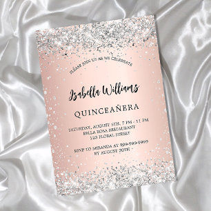 Quinceanera silver rose gold blush luxury invitation