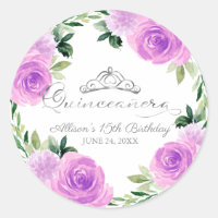 Quinceanera Silver Tiara Light Purple Floral