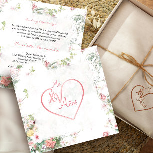 Quinceañera Spanish Modern Heart Fancy Calligraphy