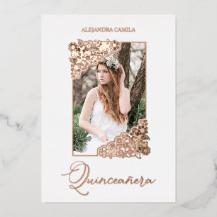 Quinceañera Spanish Romantic Floral Frame Photo