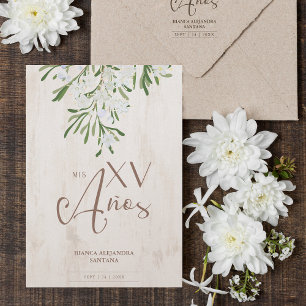 Quinceañera Spanish Rustic Chic Botanical Branches Invitation