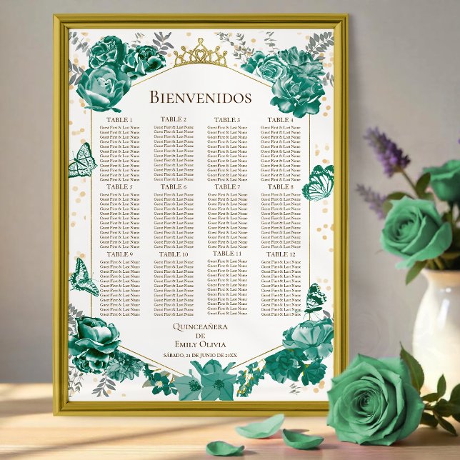 Quinceanera spanish Seating Chart Sign Butterflys (Creator Uploaded)