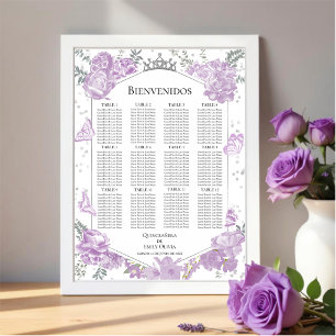 Quinceanera spanish Seating Chart Sign Butterflys