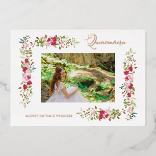 Quinceañera Spanish Whimsical Typography Flowers