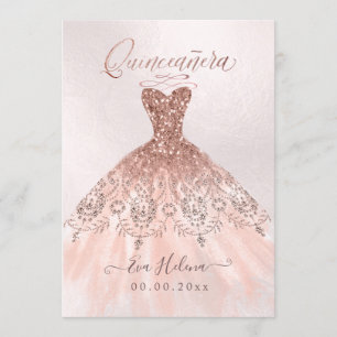 Quinceañera, Sparkle Gown, Faux Rose Gold cards