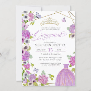 Quinceañera spring garden floral butterfly Tiara Invitation