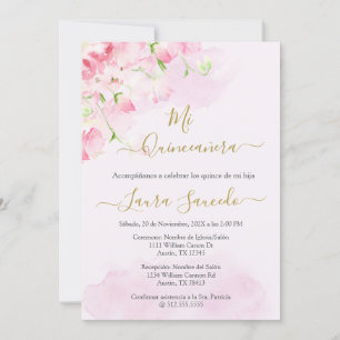 Quinceañera tema colour rosa invitation