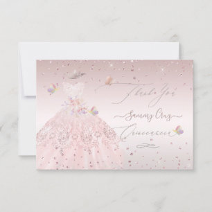 Quinceanera Thank You Blush Glitter Gown Invitatio Invitation