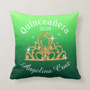 Quinceanera Tiara Bokeh Bling   ombre green Cushion
