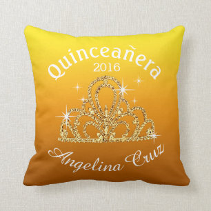 Quinceanera Tiara Bokeh Bling   ombre yellow Cushion