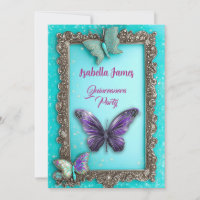 Quinceanera turquoise purple Butterflies birthday