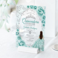 Quinceanera Turquoise Silver Floral