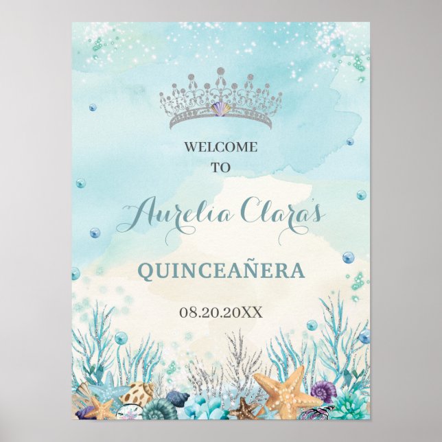 Quinceañera Under the Sea Beach Welcome  Poster (Front)