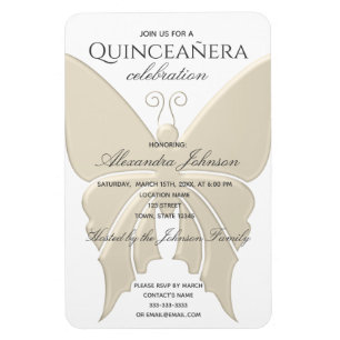 Quinceanera Unique Elegant Gold Butterfly Magnet