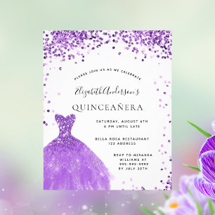 Quinceanera violet white dress glitter budget flyer