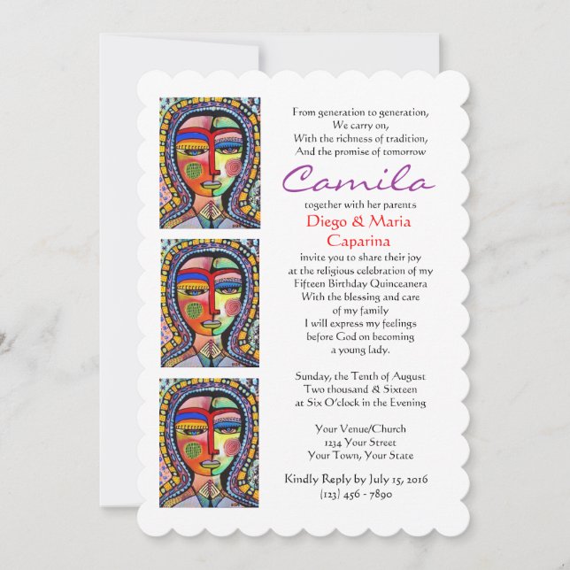 Quinceanera Virgin of Guadalupe ENLIGHTENMENT Invitation (Front)