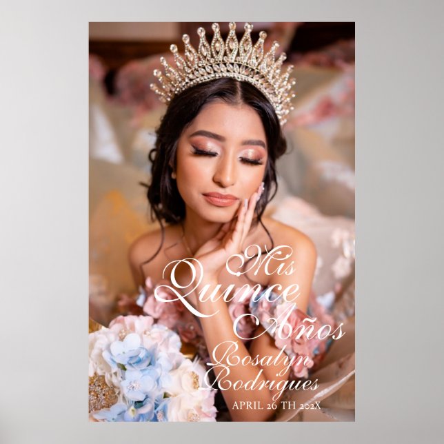 Quinceanera Welcome script photo 15th Birthday  Poster (Front)