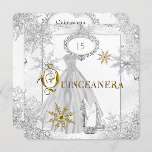 Quinceanera White Silver Snowflakes Tiara Invitation