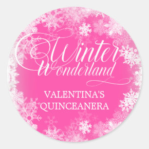 QUINCEANERA Winter Wonderland Snowflake Favour Classic Round Sticker