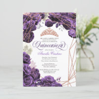 Quinceañera with Regal Purple and Rose Gold Tiara