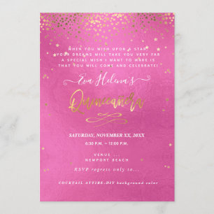 Quinceañera , Written in the Stars, DIY Pink Invitation