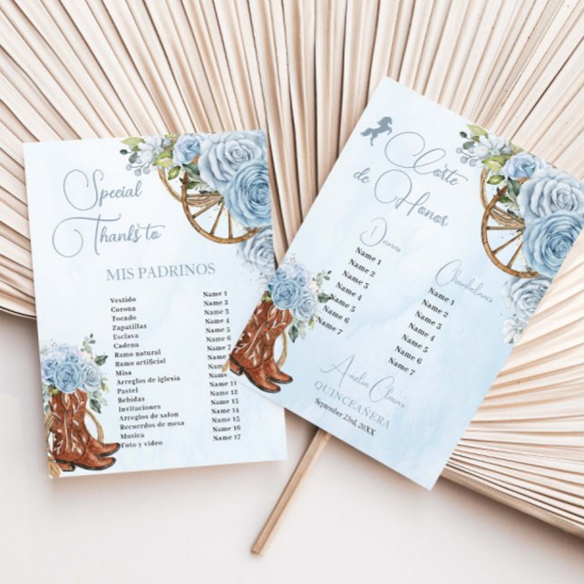 Quinceañera XV 15 Baby Blue Floral Charro Padrinos (Creator Uploaded)