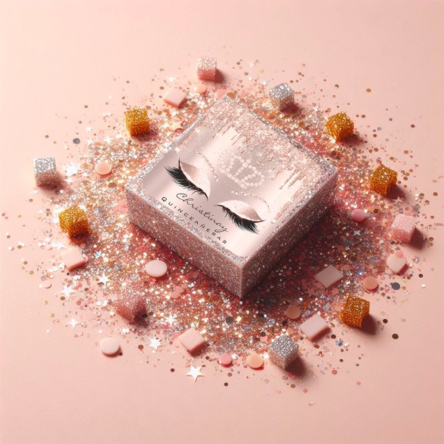 Quinceañeras Crown 16th 15th Bridal Rose Glitter Square Sticker (Quinceañeras Crown 16th 15th Bridal Rose Glitter Square Sticke)